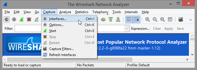 Wireshark interface configuration screenshot