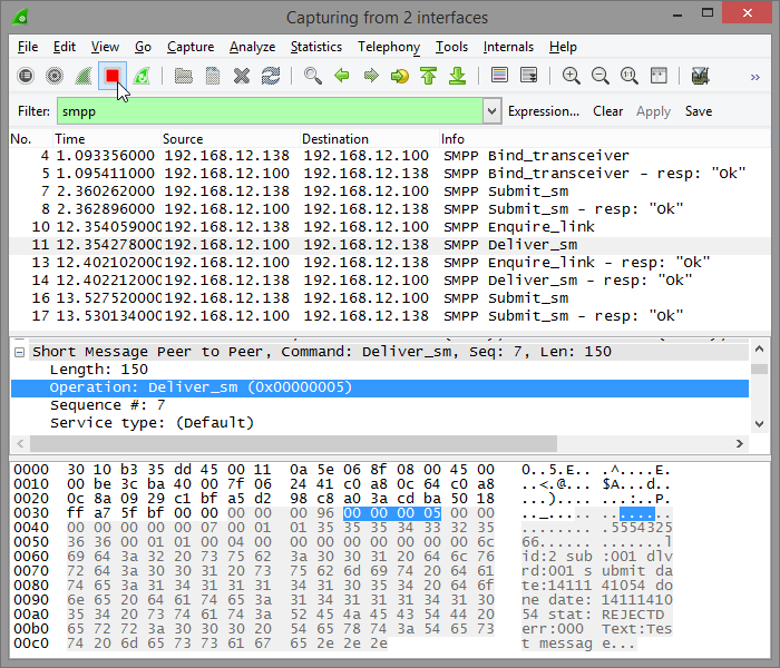 Wireshark capture stop screenshot